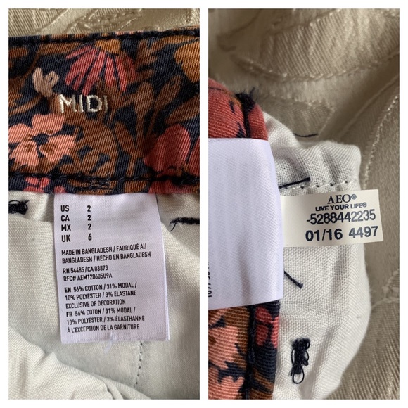 NWOT AE Twill X Midi Floral Print Shorts - Picture 8 of 8